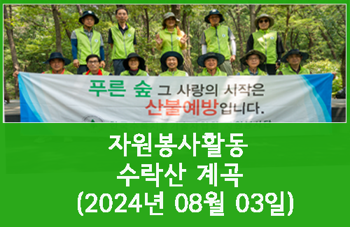 2024년 08월 03일 서을 근교 수락산 계곡 중심의 봉사활동 실시